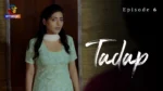 Tadap Episode 6 thumbnail on Atrangii featuring a woman in a green kurta with a concerned expression
